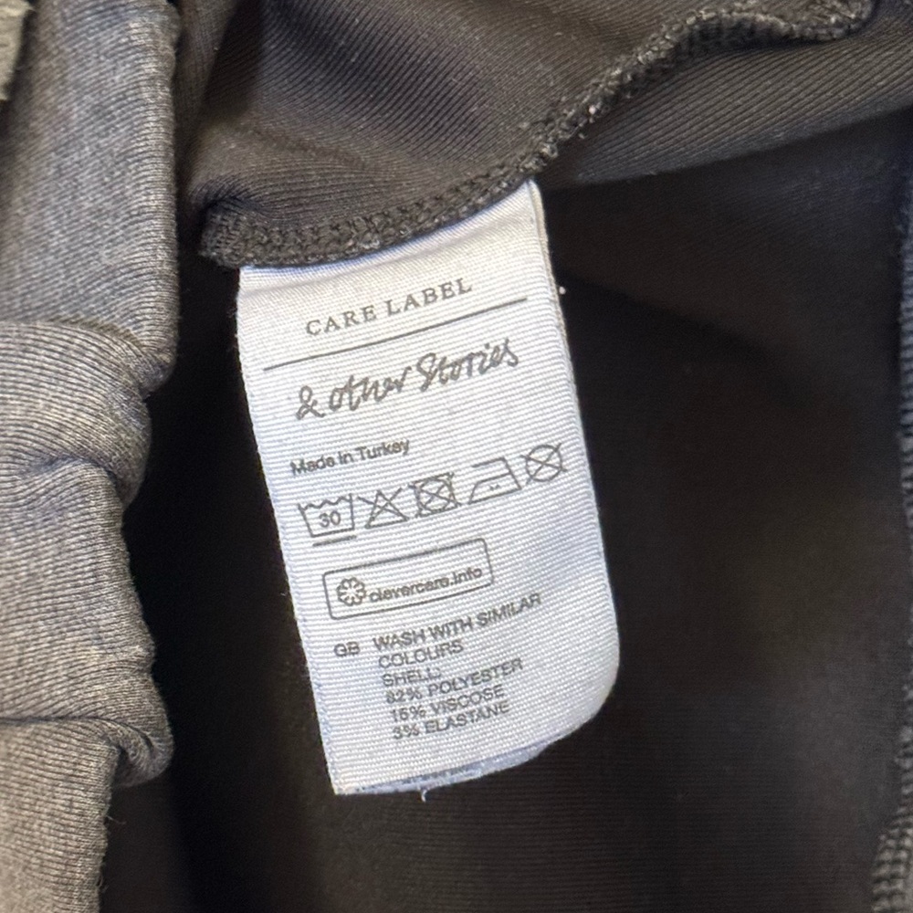 & Other Stories Colorblock Two Tone Chiffon Sleeve Crewnneck Sweater Grey Black - Picture 5 of 8